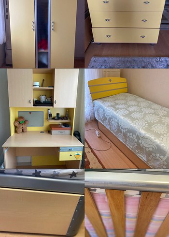 Sarı Renkli Çocuk Yatak Odası Takımı