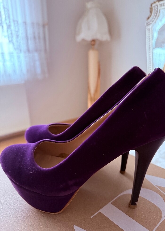 Kadife  mor  klasik ayakkabi - Görsel 2