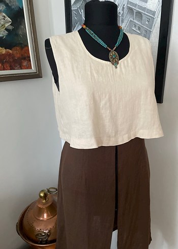 38 Beden Vepa 38 bd uyumlu keten tunik