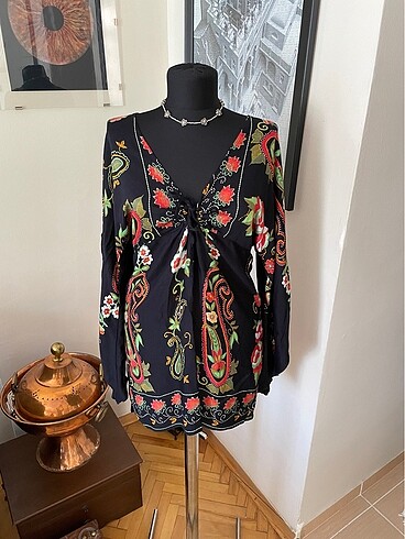 Butik Yazma 40-42 uyumlu yeni siyah tunik
