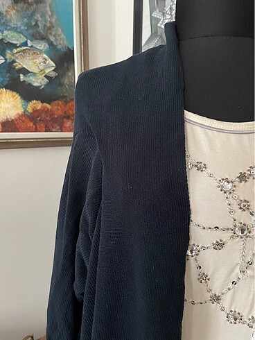 s Beden BNG Design marka koyu lacivert asimetrik hırka