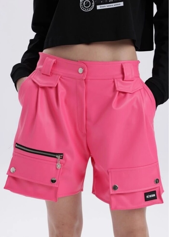 Re Design 36-38 uyumlu neon pembe yeni etiketli şort - Görsel 2