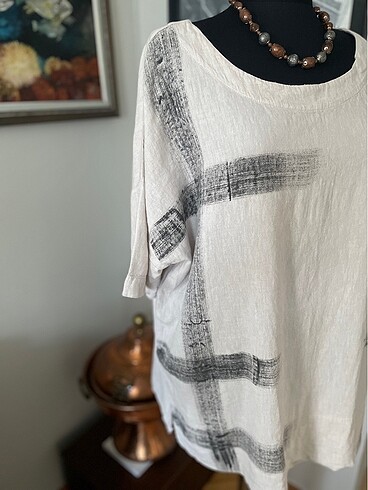 CB Made in italy Yeni etiketli İtalyan XXXL bd keten bluz