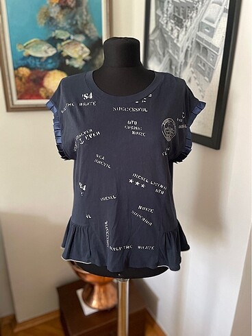 Diesel S M uyumlu lacivert pamuk tshirt