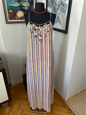 Twist 36 bd askılı yazlık uzun elbise