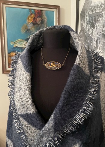 Lacivert ve açık gri asimetrik ŞAL - Görsel 2