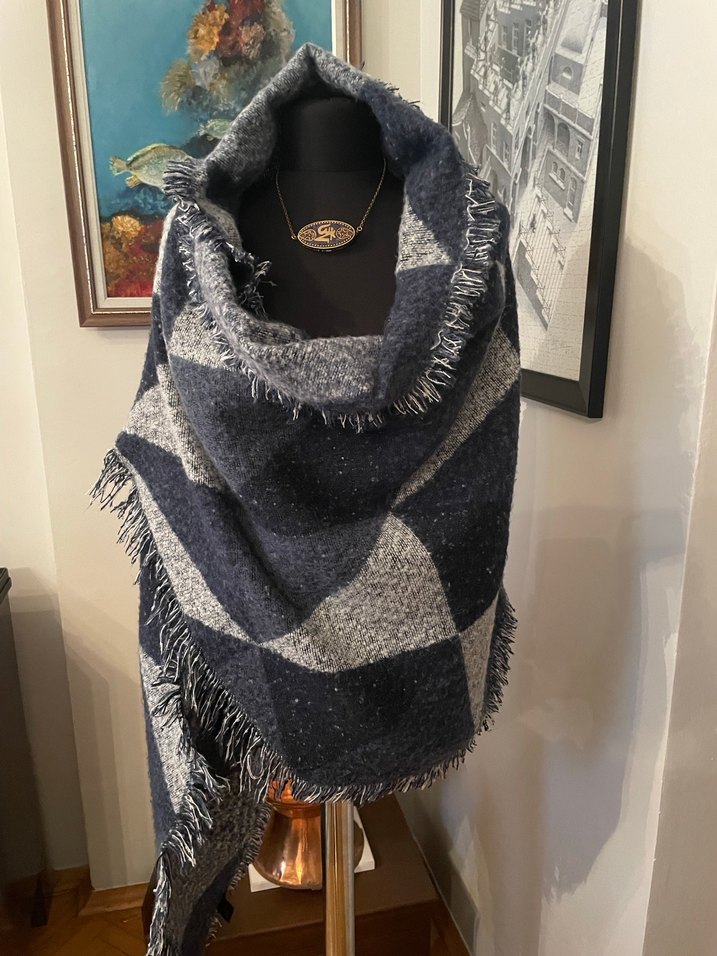 Lacivert ve açık gri asimetrik ŞAL - Görsel 4