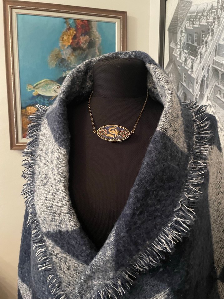 Lacivert ve açık gri asimetrik ŞAL - Görsel 2