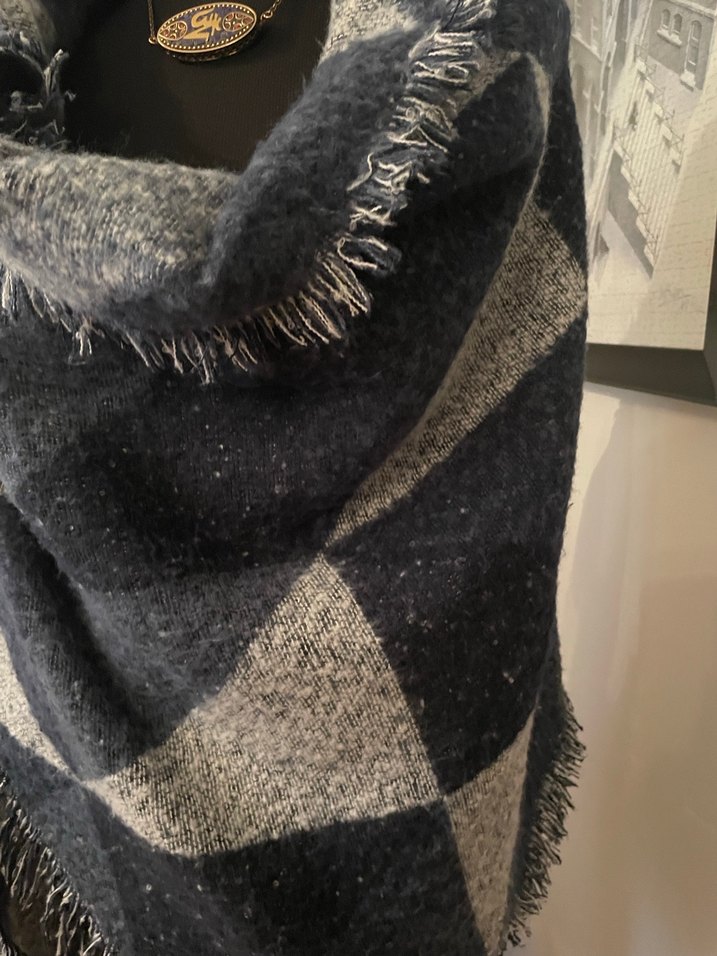 Lacivert ve açık gri asimetrik ŞAL - Görsel 5