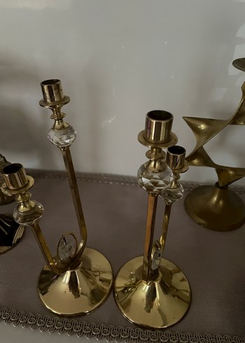 Parlak Altın Renkli Kristalli Şamdan Çifti - Görsel 5