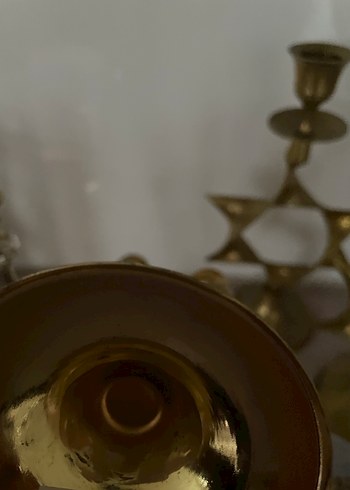 Parlak Altın Renkli Kristalli Şamdan Çifti - Görsel 4