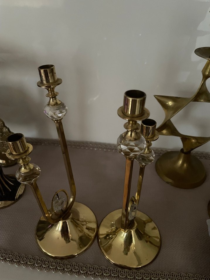 Parlak Altın Renkli Kristalli Şamdan Çifti - Görsel 5