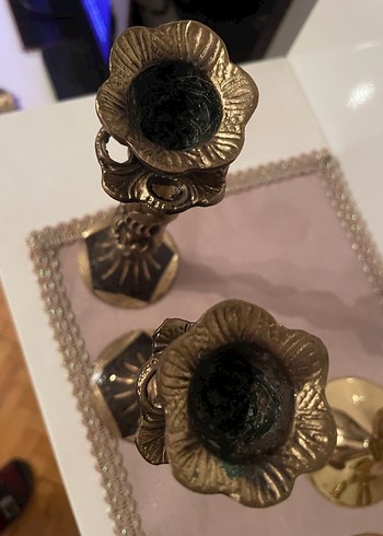 Koyu Altın Renkli Mumluk Çifti - Görsel 2