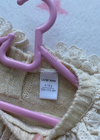 Kız Çocuk Bej Triko Kazak Dantel Detaylı - Görsel 3