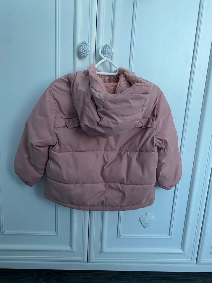 Bej Düğmeli Kız Çocuk Montu - Görsel 2