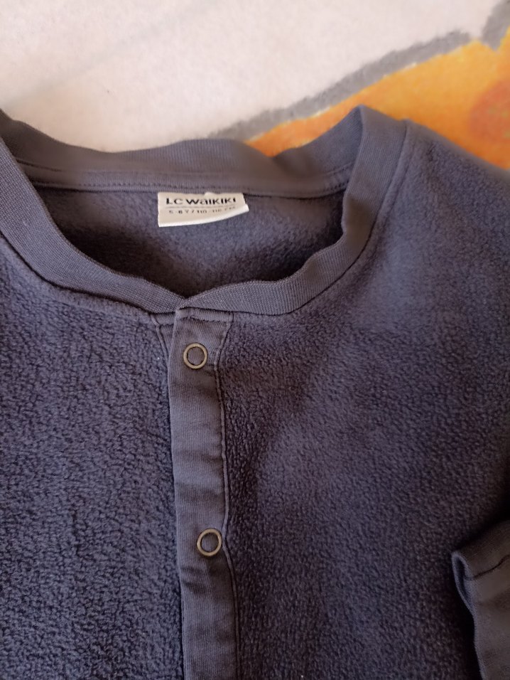 Gri Erkek Çocuk Düğmeli Uzun Kollu Pijama - Görsel 3