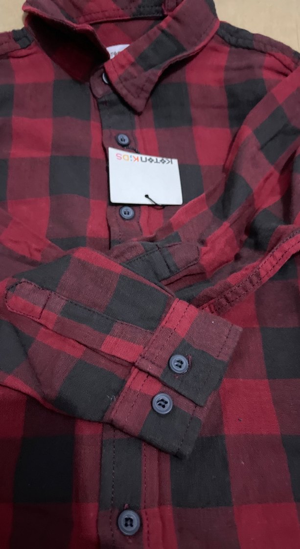 Erkek Çocuk Bordo Kareli Uzun Kollu Gömlek - Görsel 3