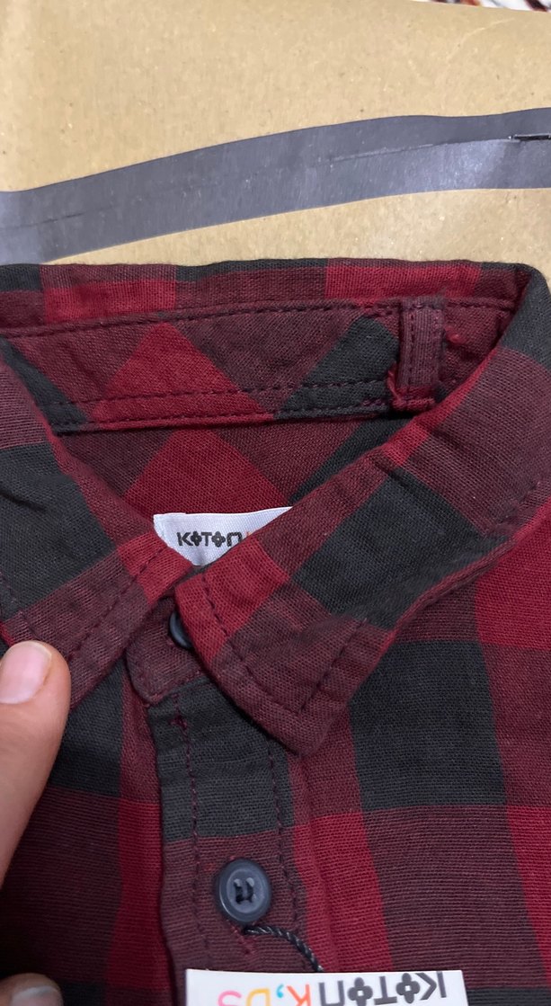 Erkek Çocuk Bordo Kareli Uzun Kollu Gömlek - Görsel 2