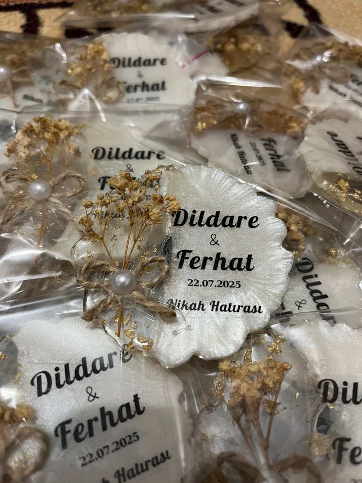 Altın Renkli Nikah Hatırası Hediyelik - Görsel 3