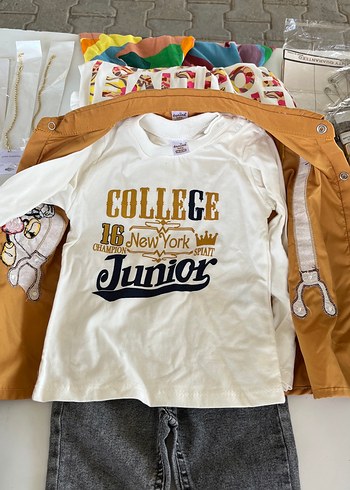 Erkek Bebek Kahverengi Baskılı Uzun Kollu Takım - Görsel 2