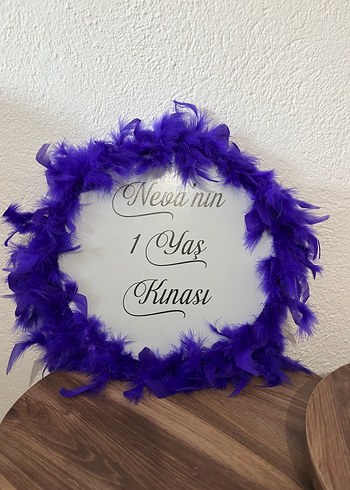 Mor Kürklü tef Bohem Düğün Aksesuarı - Görsel 2