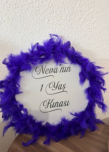 Mor Kürklü tef Bohem Düğün Aksesuarı - Görsel 3