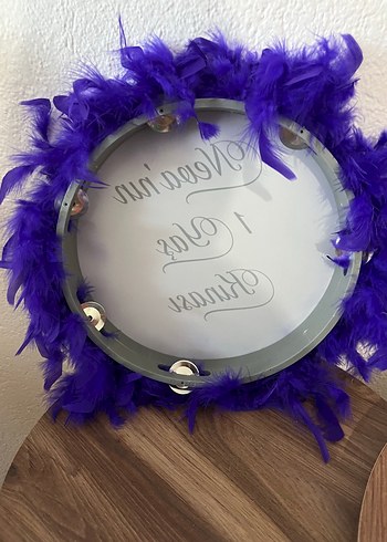 Mor Kürklü tef Bohem Düğün Aksesuarı - Görsel 4