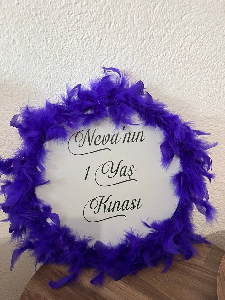 Mor Kürklü tef Bohem Düğün Aksesuarı - Görsel 3