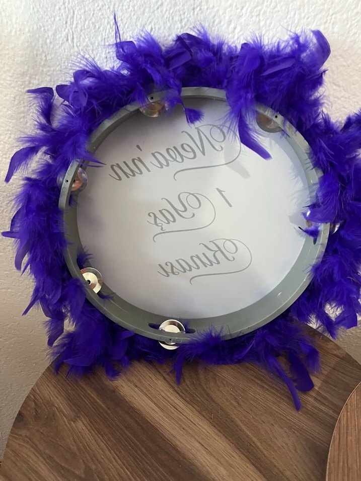 Mor Kürklü tef Bohem Düğün Aksesuarı - Görsel 4