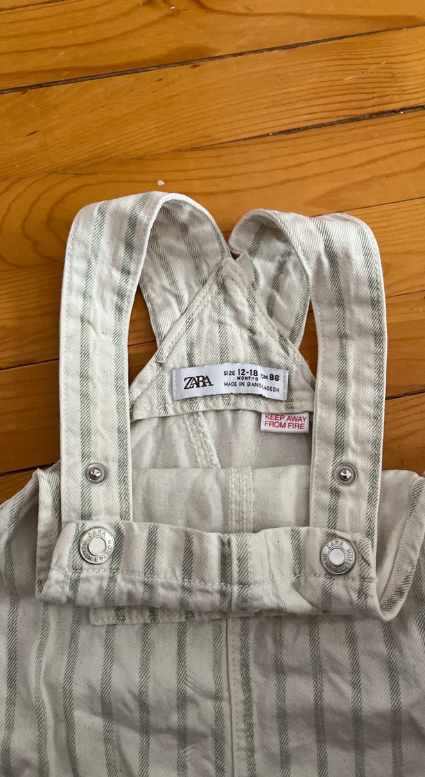 Gri Çizgili Erkek Keten Salopet - Görsel 3