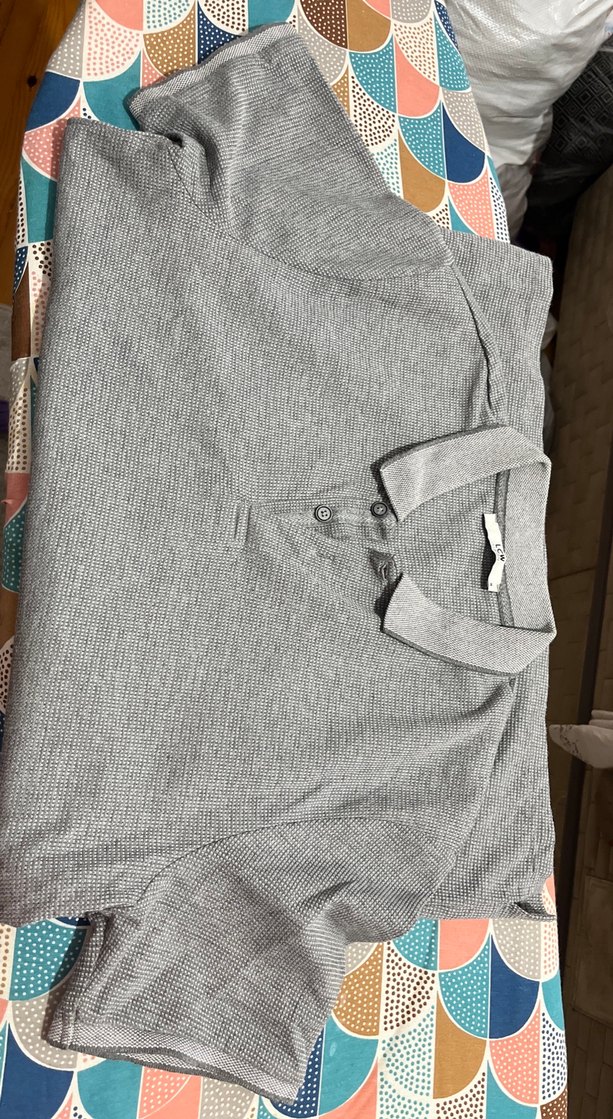 Gri Uzun Kollu Keten Polo Tişört - Görsel 2