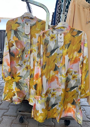 Sarı Çiçek Desenli Uzun Kollu Mini Gömlek - Görsel 3