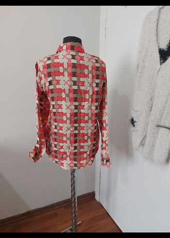 Düğmeli, Uzun Kollu, Bol Kesim Kadın Gömlek - Görsel 3