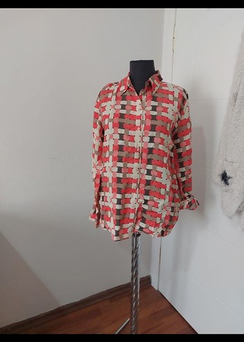 Düğmeli, Uzun Kollu, Bol Kesim Kadın Gömlek - Görsel 4