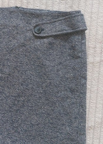 Düğmeli Gri Yün Mini Etek - Görsel 2