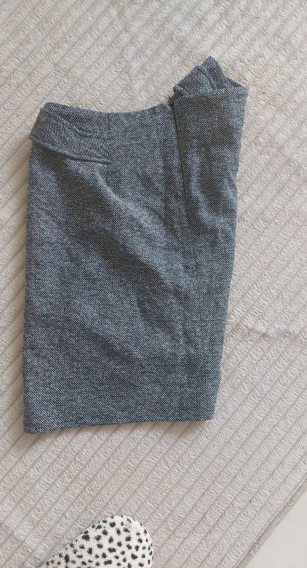 Düğmeli Gri Yün Mini Etek - Görsel 3