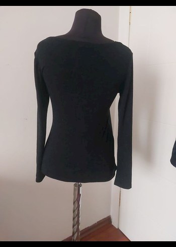 Deri Görünümlü Siyah Uzun Kollu Bluz - Görsel 5