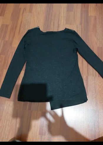 Deri Görünümlü Siyah Uzun Kollu Bluz - Görsel 7