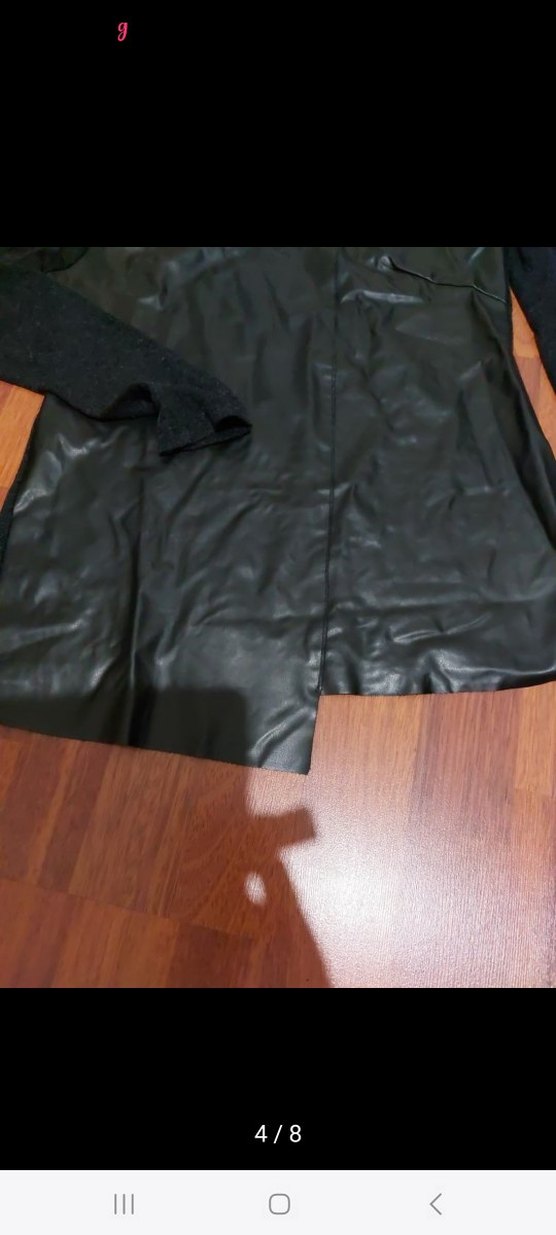 Deri Görünümlü Siyah Uzun Kollu Bluz - Görsel 4