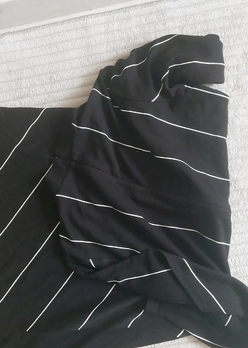 Siyah Çizgili Uzun Kollu i Uzun ELBİSE - Görsel 5