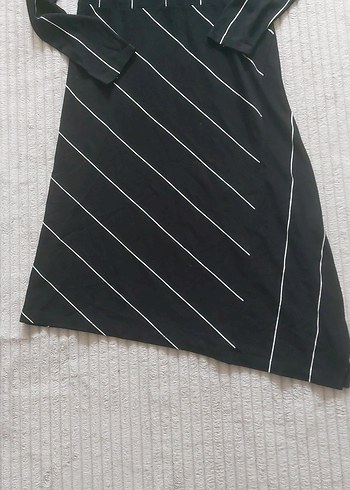 Siyah Çizgili Uzun Kollu i Uzun ELBİSE - Görsel 2