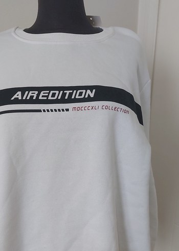 Beyaz Baskılı Oversize Sweatshirt (BÜYÜK BEDEN) - Görsel 2