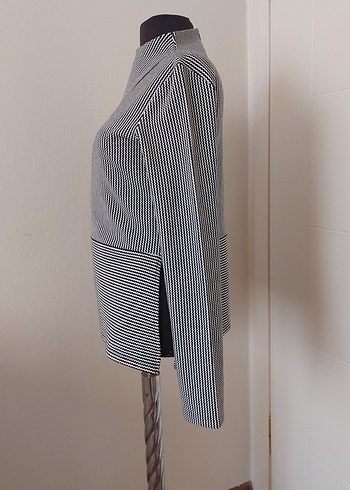 Çizgili Yüksek Yakalı Kadın Kazak - Görsel 3