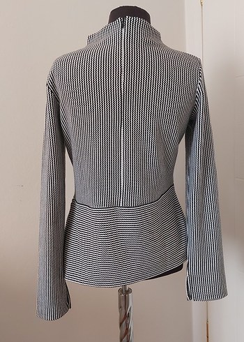 Çizgili Yüksek Yakalı Kadın Kazak - Görsel 4