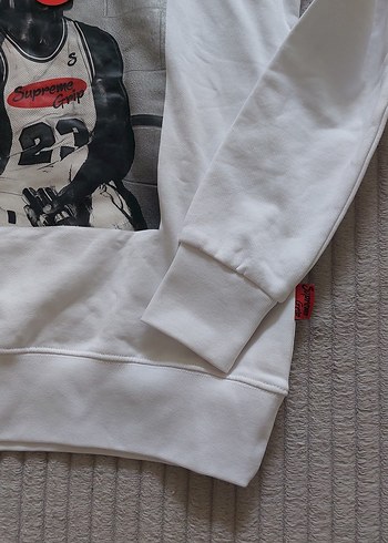 Beyaz Baskılı Erkek Sweatshirt Kapüşonlu - Görsel 2