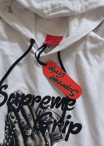 Baskılı Kapüşonlu Beyaz Sweatshirt - Görsel 3