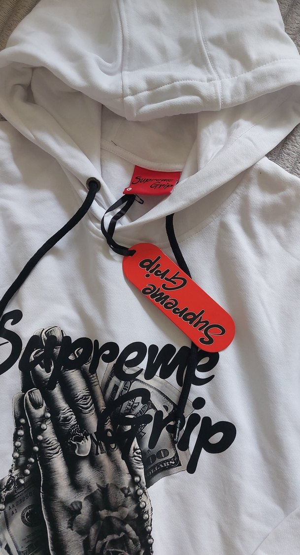 Baskılı Kapüşonlu Beyaz Sweatshirt - Görsel 3