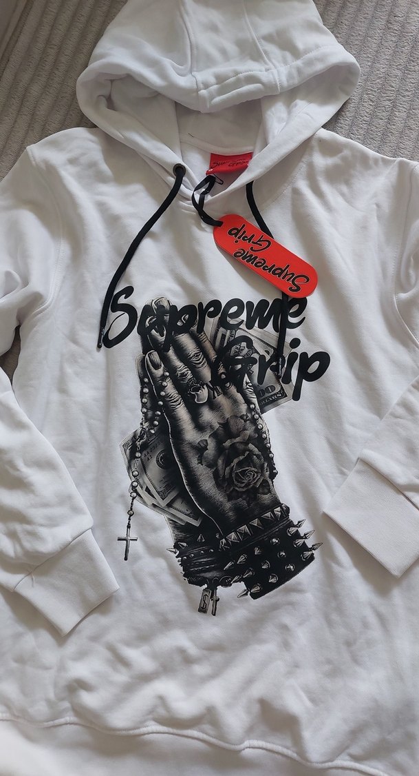 Baskılı Kapüşonlu Beyaz Sweatshirt - Görsel 4