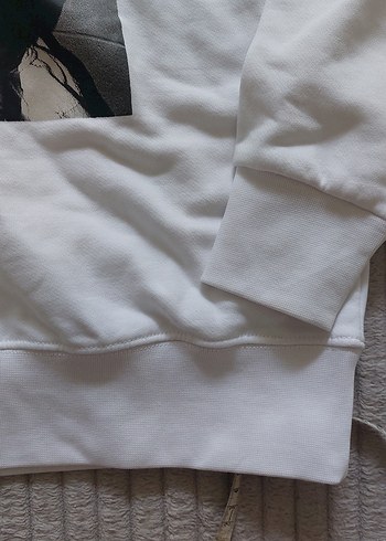 Beyaz Baskılı Kapüşonlu Erkek Sweatshirt - Görsel 2