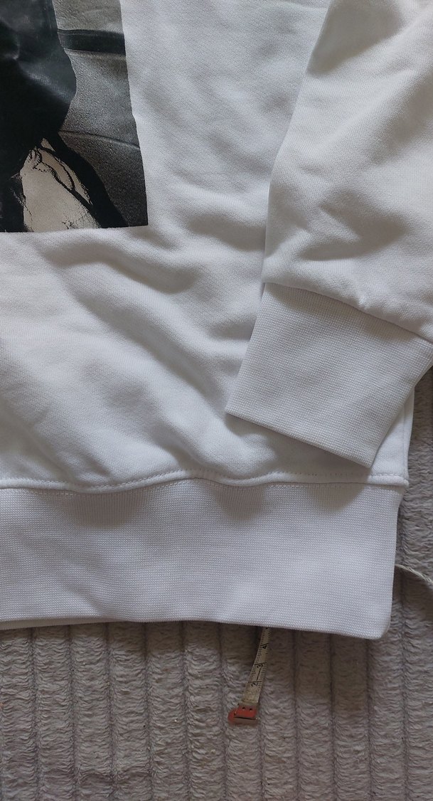 Beyaz Baskılı Kapüşonlu Erkek Sweatshirt - Görsel 2